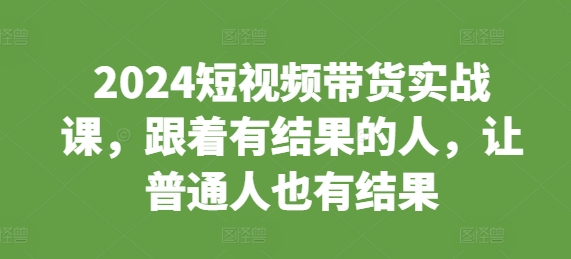 2024短视频带货实战课，跟着有结果的人，让普通人也有结果-灵动共创
