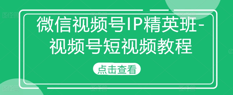 微信视频号IP精英班-视频号短视频教程-灵动共创