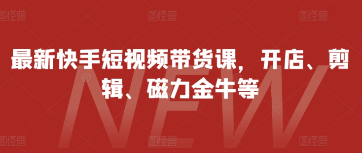 最新快手短视频带货课，开店、剪辑、磁力金牛等-灵动共创