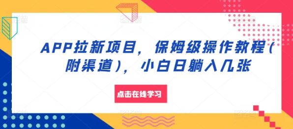 APP拉新项目，保姆级操作教程(附渠道)，小白日躺入几张【揭秘】-灵动共创