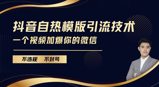 抖音最新自热模版引流技术，不违规不封号，一个视频加爆你的微信【揭秘】-灵动共创