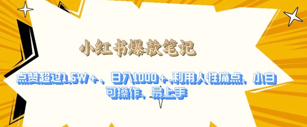 利用人性的痛点，打造爆款笔记，获得点赞超过1.5W+，日入1k【揭秘】-灵动共创