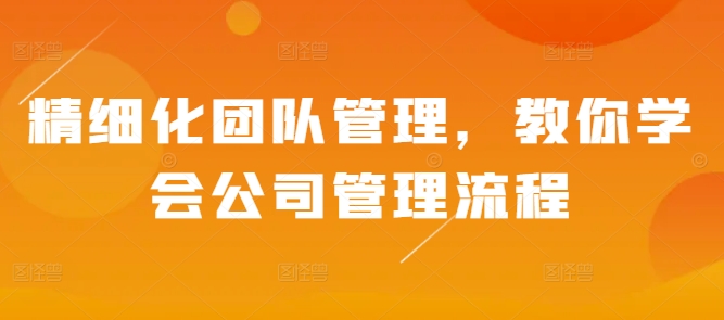 精细化团队管理，教你学会公司管理流程-灵动共创