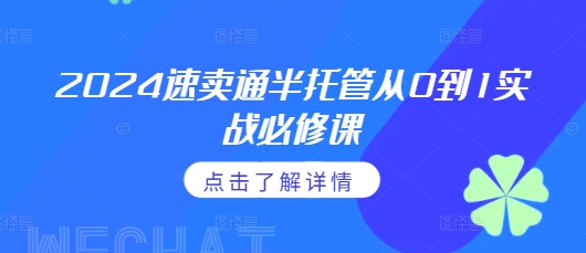 2024速卖通半托管从0到1实战必修课，掌握通投广告打法、熟悉速卖通半托管的政策细节-灵动共创