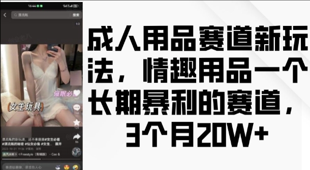成人用品赛道新玩法，情趣用品一个长期暴利的赛道，3个月收益20个【揭秘】-灵动共创