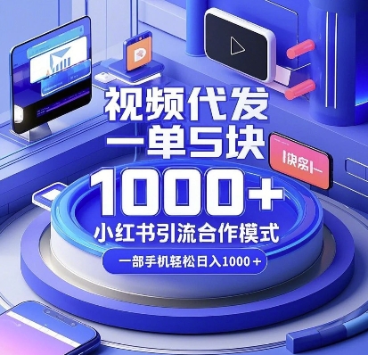 视频代发，一单5块，小红书引流合作模式，一部手机轻松日入多张【揭秘】-灵动共创