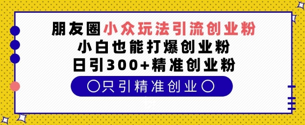 朋友圈小众玩法引流创业粉，小白也能打爆创业粉，日引300+精准创业粉【揭秘】-灵动共创