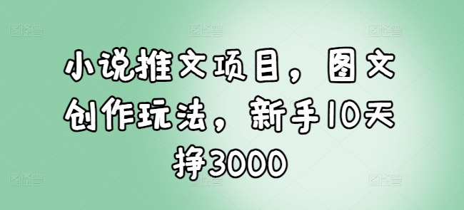 小说推文项目，图文创作玩法，新手10天挣3000-灵动共创