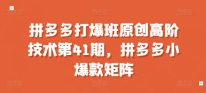 拼多多打爆班原创高阶技术第41期,拼多多小爆款矩阵-灵动共创