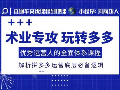 术业专攻玩转多多，优秀运营人的全面体系课程，解析拼多多运营底层必备逻辑-灵动共创