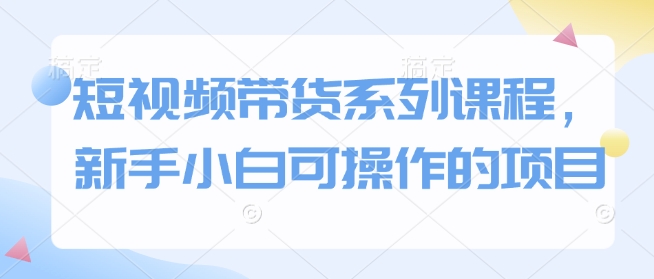 短视频带货系列课程，新手小白可操作的项目-灵动共创