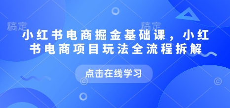 小红书电商掘金课，小红书电商项目玩法全流程拆解-灵动共创