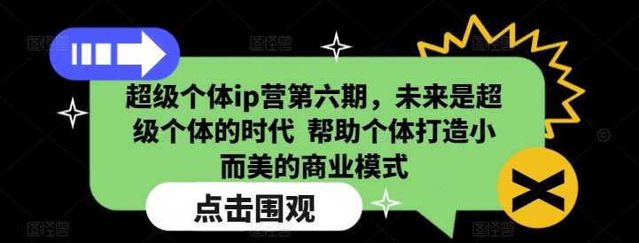 超级个体ip营第六期，未来是超级个体的时代  帮助个体打造小而美的商业模式-灵动共创