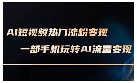AI短视频热门涨粉变现课，AI数字人制作短视频超级变现实操课，一部手机玩转短视频变现-灵动共创