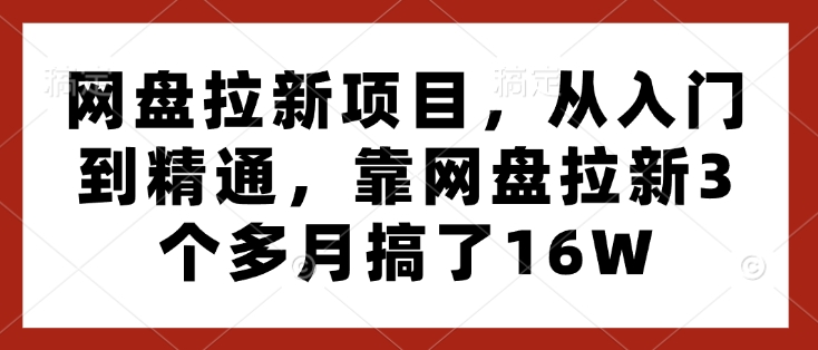 网盘拉新项目，从入门到精通，靠网盘拉新3个多月搞了16W-灵动共创