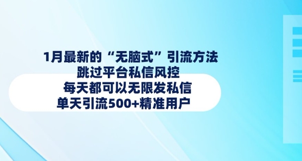 1月最新的无脑式引流方法，跳过平台私信风控，每天都可以无限发私信，单天引流500+精准用户-灵动共创