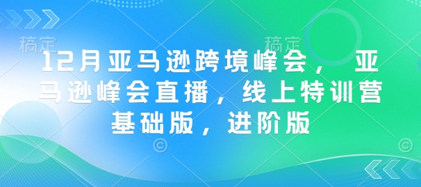 12月亚马逊跨境峰会， 亚马逊峰会直播，线上特训营基础版，进阶版-灵动共创