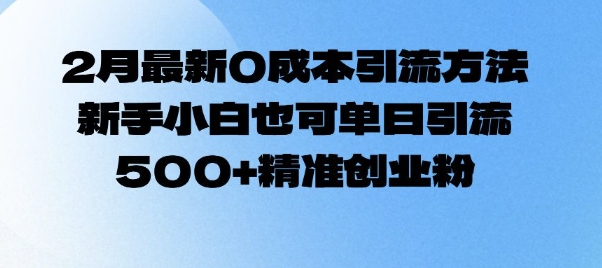 2月最新0成本引流方法，新手小白也可单日引流500+精准创业粉-灵动共创