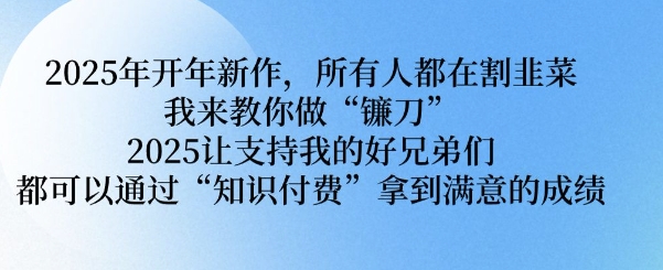 2025年开年新作，所有人都在割韭菜，我来教你做“镰刀” 2025让支持我的好兄弟们都可以通过“知识付费”拿到满意的成绩【揭秘】-灵动共创