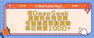 用DeepSeek做哪吒走秀视频,引爆流量涨粉利器,单日变现1k-灵动共创