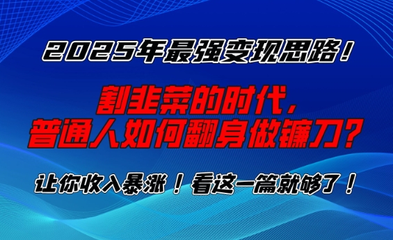 2025年最强变现思路，割韭菜的时代， 普通人如何翻身做镰刀？【揭秘】-灵动共创