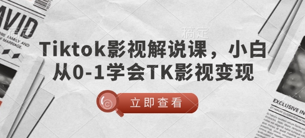 TikTok影视解说课，小白从0-1学会TK影视变现-灵动共创