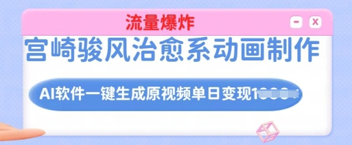 宫崎骏风治愈系动画制作，AI软件一键生成原创视频流量爆炸，单日变现多张，详细实操流程-灵动共创