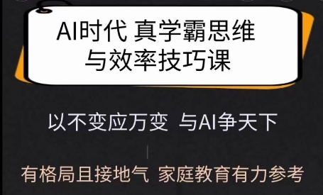 Ai时代真学霸思维与学习方法课，有格局且接地气，家庭教育有力参考-灵动共创