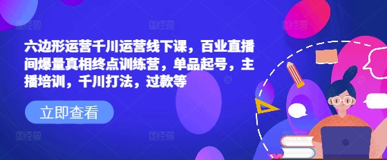 六边形运营千川运营线下课，百业直播间爆量真相终点训练营，单品起号，主播培训，千川打法，过款等-灵动共创