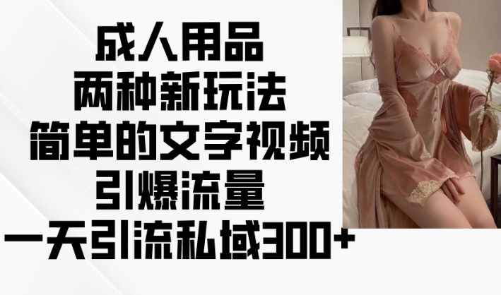 成人用品两种新玩法，简单的文字视频引爆流量，一天引流私域300+-灵动共创