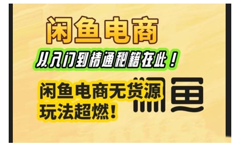 闲鱼电商实战课，从入门到精通秘籍在此，闲鱼电商无货源玩法超燃!-灵动共创