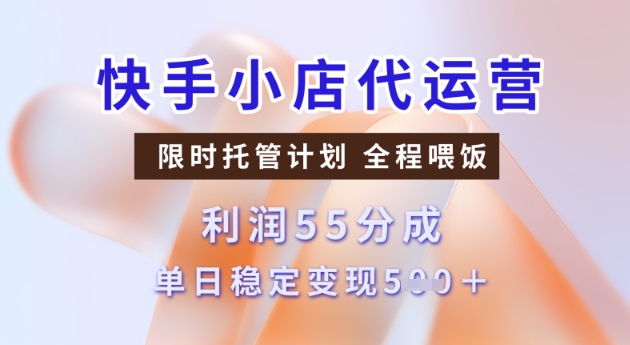 快手小店代运营3.0，模式新升级，收益55分，稳定单日5张【揭秘】-灵动共创