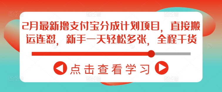2月最新撸支付宝分成计划项目，直接搬运连怼，新手一天轻松多张，全程干货-灵动共创