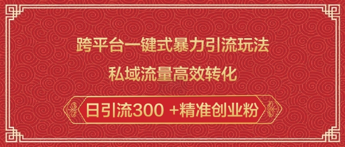 跨平台一键式暴力引流玩法，私域流量高效转化日引流300 +精准创业粉-灵动共创