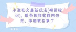 小说推文最新玩法(视频标记)，单条视频收益四位数，详细教程来了-灵动共创