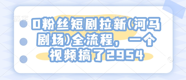 0粉丝短剧拉新(河马剧场)全流程，一个视频搞了2954-灵动共创