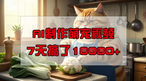 靠AI制作萌宠视频，操作简单门槛低，有手机就行，7天搞了1W-灵动共创